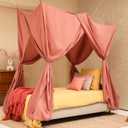 Pink Bed Canopy for Single Bed | Bedroom Decoration for Children, Teens or Adults | Rectangular Shape Insect Netting | Kids Mosquito Net in Multiple Colors and Sizes