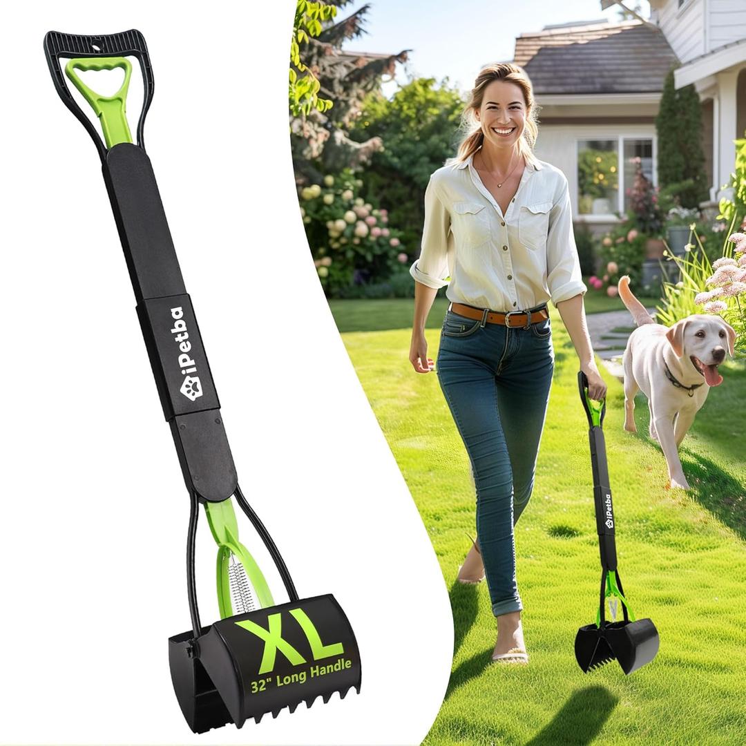 IPETBA 32 inch Pooper Scooper for Large Dogs Long Handle, Dog Pooer Scooper for Yard No Bending Save Back, Ease of Pickup Grass Friendly, Easy to Clean, Sturdiness (Meadow Green)