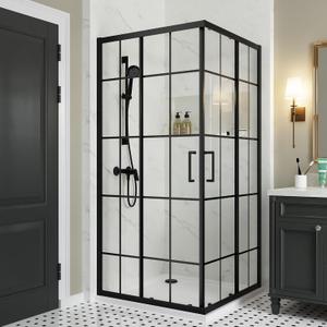 Corner Shower Enclosure 36 in.D x 36 in. W x 71 in. H, Double Sliding Shower Door with 1/4 in. Clear Tempered Glass, Black Framed Sliding Shower Enclosure (Shower Base Not Included)