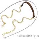 VanEnjoy 18MM Replacement Chain & Genuine Leather Shoulder Crossbody Straps for Handbags Purse Bags -Extended Version(Brownish Red)