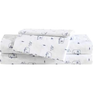 Eddie Bauer Kids - Twin XL Sheets, Stain-Resistant Toddler Bedding with Matching Sham(s), Super Soft, Ideal Boy Room Essentials (Travel Trailer Blue, Twin XL)