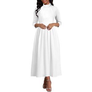 Xinlees Womens Casual Formal Fit and Flare Church Wedding Guest Work Dresses (Small, White 6013)