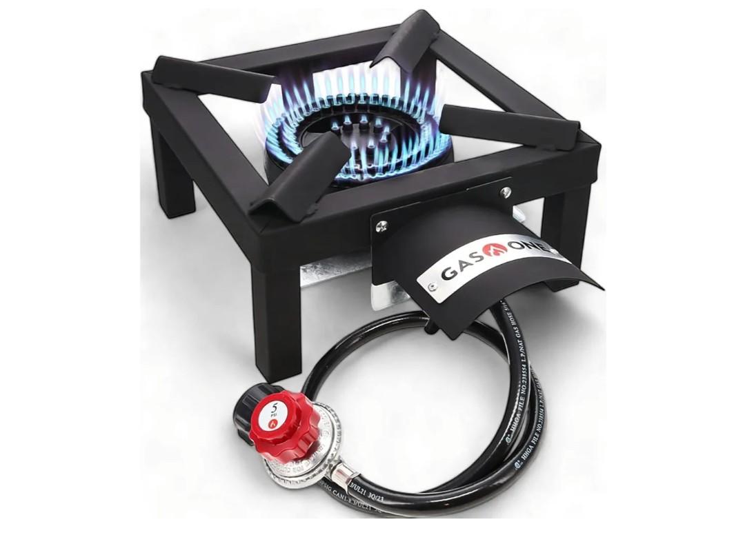 GasOne High Pressure Single Propane Burner - Outdoor Cooking with Heat Shield and Guard – Propane Burner Head for Camping, Tailgating, Seafood Boil, Home Brewing - Patented