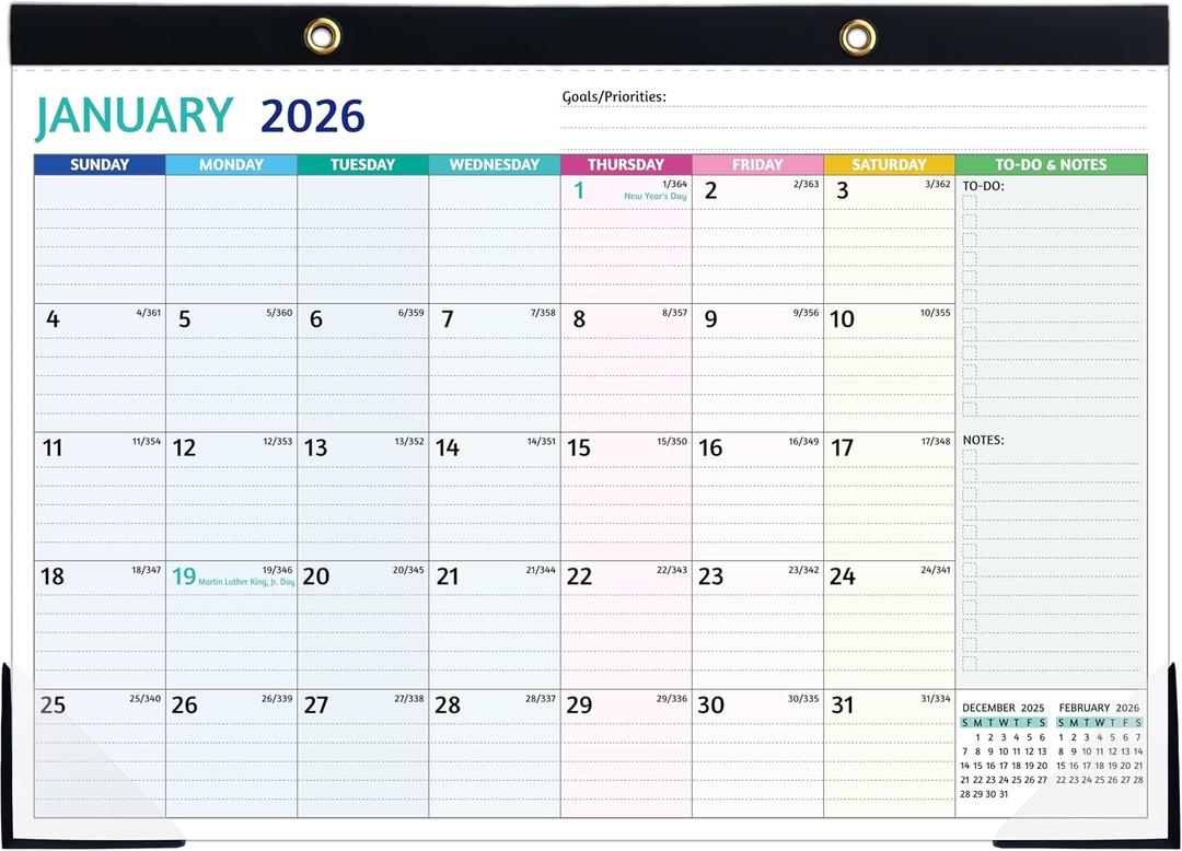 2026 Desk Calendar Large Desk Calendar 2026, 22'' x 17'', Jan 2026 Dec 2026, 2026 Desk/Wall Calendar with Desk Pad, To-do Lists, Ruled Blocks, Corner Protectors, Lay Flat Not Rolled
