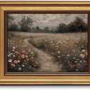 Gold Framed Wall Art Vintage Canvas Wall Art Flowers Path Wildflower Floral Artwork Prints Picture for Living Room Bedroom Farmhouse Bathroom Office Decor, 8x10 (33-Wildflower field)