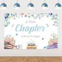 Storybook Theme Baby Shower Decoration Boy, a New Chapter is About to Begin Banner 5x3ft for Storybook Baby Shower, Gender Reveal Party Decoration