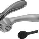 Garlic Press, Garlic Mincer Easy-squeeze Ergonomic Handle, Rust Proof, No Need To Peel, Professional Ginger Press & Garlic Crusher with Handy Cleaning Brush- Dishwasher Safe