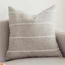 vctops Rustic Striped Cotton Linen Decorative Throw Pillow Cover Embroidery Square Cushion Cover Pillowcase for Sofa Bedroom Couch (Stripe Coffee, 20"x20")