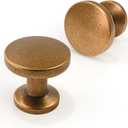 10 Pack Antique Brass Cabinet Knobs 1-1/5 Inch(30mm) Single Hole Cabinet Pulls Round Kitchen Cabinet Knobs Drawer Knobs Dresser Knobs