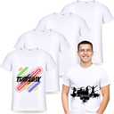 JenPen 5 Pcs Unisex Sublimation Shirts Bulk Blank Polyester T Shirt White Crew Neck Short Sleeve for Women Men Adult Kid(M)
