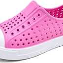 QLZ Toddler Kids Water Shoes for Boys Girls Garden Sandals Rubber Shoes Beach Sneakers, Slip-on Anti-Slip Lightweight Breathable Quick Dry Soft Flexible（Toddler/Little Kid/Big Kid) 25 Pink