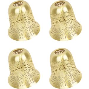 4 Pack Pendant Light Shade, Etched Chrysanthemum Metal Lampshade, 1-5/8" Fitter, 5.12" Height, 6" Diameter, Fits for Lamp Shade Ceiling Fan Light Covers Replacements, Electroplated Bronze Inside Gold