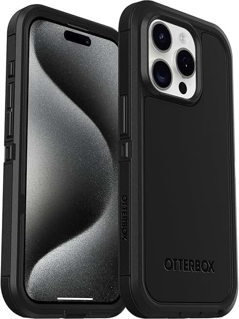 OtterBox iPhone 15 Pro max Defender Series XT Case with MagSafe, Screenless, Rugged - Non-Retail Packaging - Black