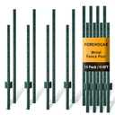 FOREHOGAR Metal Fence Post Green Splicing 6 feet, Pack of 15, T Posts for Fences Wire Mesh, No Dig Steel Stakes Fencing for Garden Yard Farm Outdoor Light Duty