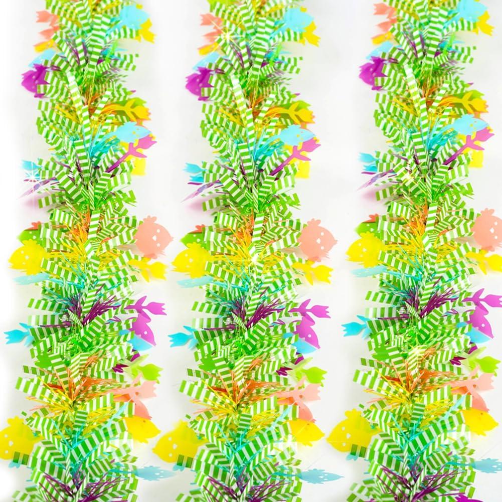 66Ft Easter Tinsel Garland Decor Colorful Twist Garland for Tree with Gorgeous Chick Designs Spring Pastel Hanging Ornaments for Home Indoor Outdoor Parade Floats Party Decorations Supplies