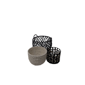 Set of 3 Oval Water Hyacinth Basket