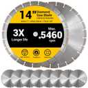 10 Pcs 14 Inch Diamond Concrete Saw Blade, 14 Inch Masonry Blade with 12 mm Arbor Dry or Wet Concrete Saw Cutting General Purpose Segmented High Speed for Brick Stone Block Marble Granite