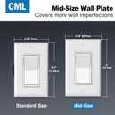 CML Mid-Size Decorator Wall Plates, 20 Pack Electrical Outlet Receptacle Covers, 1-Gang Switch Plates, Midway Size 3.18 x 5, Impact Resistant, Gloss Finish, White