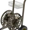 GOFORWILD Heavy Duty Steel Garden Hose Reel Cart with Wheels - Holds 200ft of 5/8 Hose, Storage Basket & Anti-Tip Design - Mobile Water Reel for Lawn, Yard, Garden