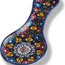 Handmade Spoon Rest, Ceramic Spoon Rest for Stove Top, 10" Spoon Rest for Kitchen Counter, Dishwasher Safe Spoon Holder for Stove, Housewarming Gifts Utensil Rest, Colorful Spoon Rests (Navy)