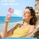 Portable Handheld Turbo Fan, 1-199 Speed Adjustable with LED Display, High-Power Motor, Rechargeable Battery, 4 IN 1 Pocket Design Mini Fans for Indoor/Outdoor/Travel/Work, Pink, Small