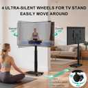 WALI Rolling TV Stand with Power Outlet, Mobile Tall TV Stand Mount on Wheels for 39-75 inch TV up to 110 lbs, Swivel Height Adjustable TV Cart with Wood Base for Bedroom(TVDVD-7PR), Black