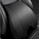 Memory Foam PU Leather Lumbar Pillow - Car Middle/Lower Back Support Pillow - Suitable for Car Seats, Office Chairs, Recliners, etc. (Black)