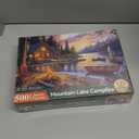 Jigsaw Puzzle for Adults 500 Pieces  500 Piece Puzzle with Scenic Cabin, Interlocking Adult Puzzles, Letter Clues, 1:1 Poster, Home Decor Gift | 20.5 x 15 in (Mountain Lake Bonfire)