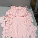 Women Summer Elegant Strapless Tube Midi Bodycon Dresses Irregular Ruffle Tassel Party Dress, Small, Pink