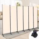 Room Divider 6 Panel Room Dividers/Wheels, Fabric Room Divider Panel for Office Room Partitions and Dividers, Portable Partition Wall Divider for Room Separation, Freestanding Privacy Screen Indoor