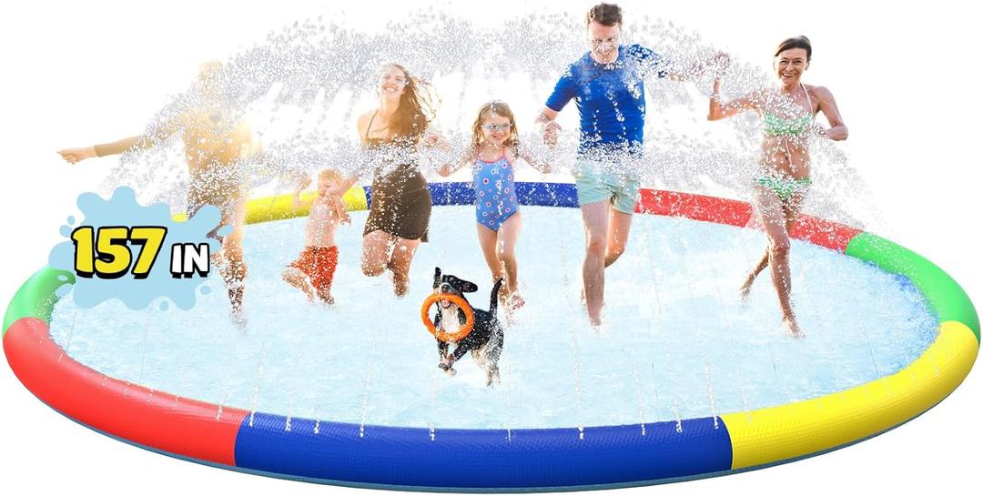 13 FT Large Splash Pad for Kids Ages 4-8, Non-Slip Baby Splash Pads for Toddlers, Oversized Kids Sprinklers for Yard, Heavy Duty Kid Pools Water Toys for Outdoor Family, Friends Summer Fun