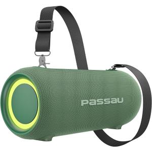 Passau Portable Bluetooth Speakers 40W Peak Loud Stereo Sound, Passive Radiators-Deep Bass, All Day Playtime, Adjustable Strap, BT5.3, IPX5 Wireless Speaker RGB Lights for Indoor Outdoor-Green