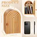 Phone Box 10.2" x 6.7" x 5.9" for Family Time Bamboo Jail 3 Sections Hold 6 Phones with Charging Holes Wood Holder Self Discipline Box Help Kid Adult Focus Back Avoid Addiction(Door-Shaped)