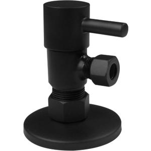 Westbrass A105QR-62 Round Lever 1/4-Turn Angle Stop 1/2" Copper x 3/8" Compression, Matte Black