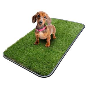 Ottomanson Artificial Grass Puppy Potty Training Pad with Tray, 15" x 30" Reusable Pee Pad for Small Pets and Dogs