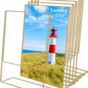 5x7 Gold Picture Frames, Clear Frameless Picture Frames, 6 Pack Acrylic Self Standing Photo Frames for Wedding Table Numbers, Restaurant Signs, Photos and Art Display