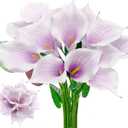 SNAIL GARDEN 14 Big Heads Artificial Calla Lilies with Green Leaves,Realistic Purple Latex Calla Lilies with Removable Flower Heads,Real Touch Artificial Lily Flower for Home Wedding Office Decoration