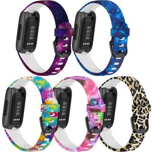 FitTurn[6pack Bands Compatible with Fitbit inspire 3 Fitness Tracker for Women Men Girls Band Replacement Sports Wristbands Adjustable Colorful Pattern Silicone Strap for inspire 3 Smartwatch
