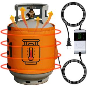 Propane Tank Heater Blanket with Thermostat & Timer, Adjustable 41122°F Propane Tank Warmer Blanket for 540LB Gas LP Cylinders, Waterproof Propane Tank Heating Blanket for Outdoor Camping & Grilling