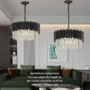 Black Crystal Chandelier 20'' K9 Crystal Round Pendant Lights Adjustable 4-Tier Large Modern Crystal Chandelier 6-Lights for Dining Room Living Room Kitchen Foyer Entryway, 20" Flat