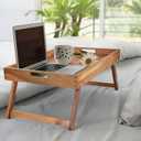 Extra Large Folding Bed Tray Table, 22 x 14 Acacia Wood Breakfast Tray, Food Serving Tray with Legs for Eating in Bed