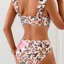 Eomenie Women's Square Neck Bikini Sets Wide Straps Two Piece Swimsuit Retro Mid Waisted Bathing Suit (M)