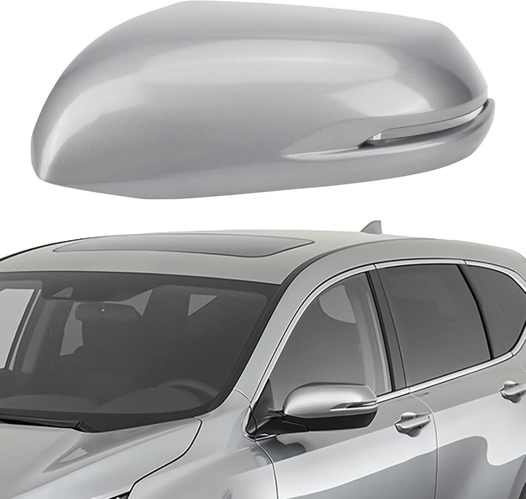 Left Driver Side Mirror Cap Cover Compatible with Honda CRV 2016-2022 Replacement Accessories with Turn Signal, Not fit for CRV Without Turn Signal Light, Lunar Silver Metallic #NH-830M