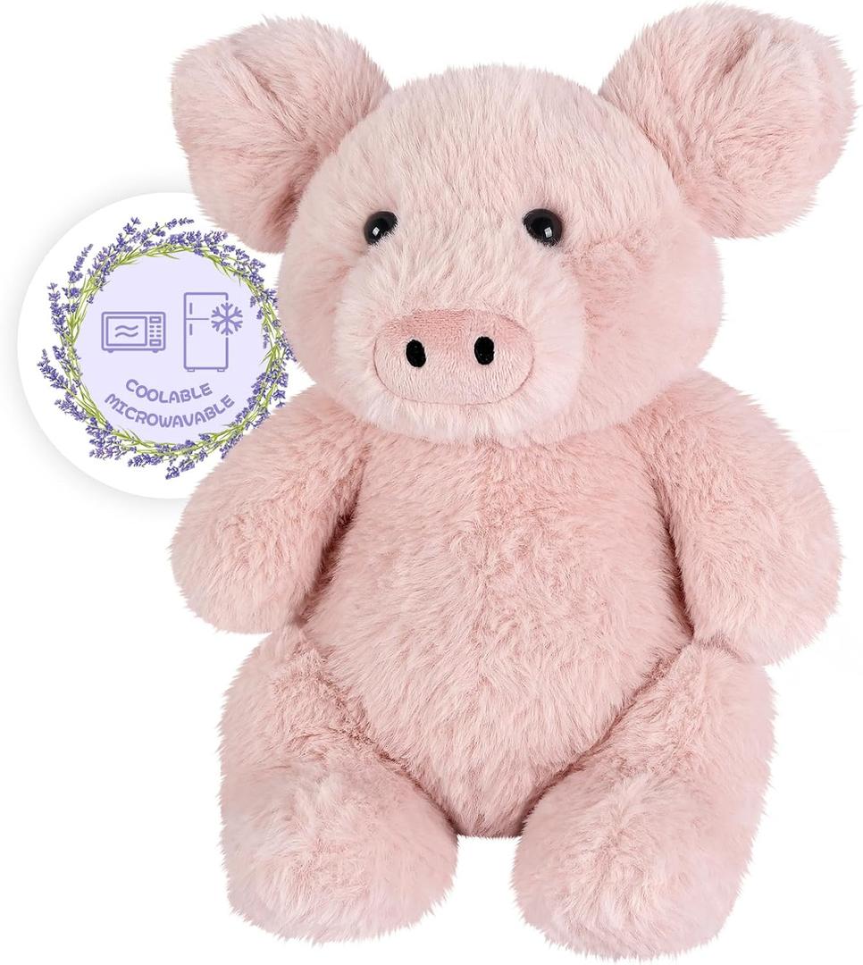 SuzziPals Heatable & Coolable Pig Stuffed Animal, Microwavable Heating Pad for Soothing Warmth & Relaxation, Lavender Scented Plush Toys for Companion & Stress Relief, Pig Gift for Adults & Kids