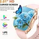Smart Watch, 2.01" AMOLED Curved HD Full Touch Screen, Compatible with iOS & Android for Daily Workout Business Gift, Fitness Tracker with 24/7 Heart Rate/Sleep Monitor, IP68 Waterproof Watch Pink
