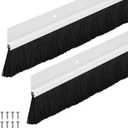 Frienda 2 Set Door Brush Bottom Sweep Brush Weather Stripping Aluminum Door Seal with Screws for Gaps up to 1 Inch, for Home, Commercial Gate, Fill Gaps Dust, Debris (1 x 36 Inch,White)