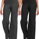 CADMUS Yoga Pants for Women Wide Leg Trousers High Waist Stretch Casual Lounge Sweatpants, 31" Height: 5'4"-5'7, X-Large, 70# Black,grey,pack of 2