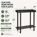 Honla 2 Tier Metal Plant Stand, Indoor Outdoor Plant Table for Window, Black 26"L x 8.66"W x 24.40"H,Protective Raised Rim, Drainage Holes, Adjustable feet,110 lbs Weight Capacity, Rugged and Wobble-Free