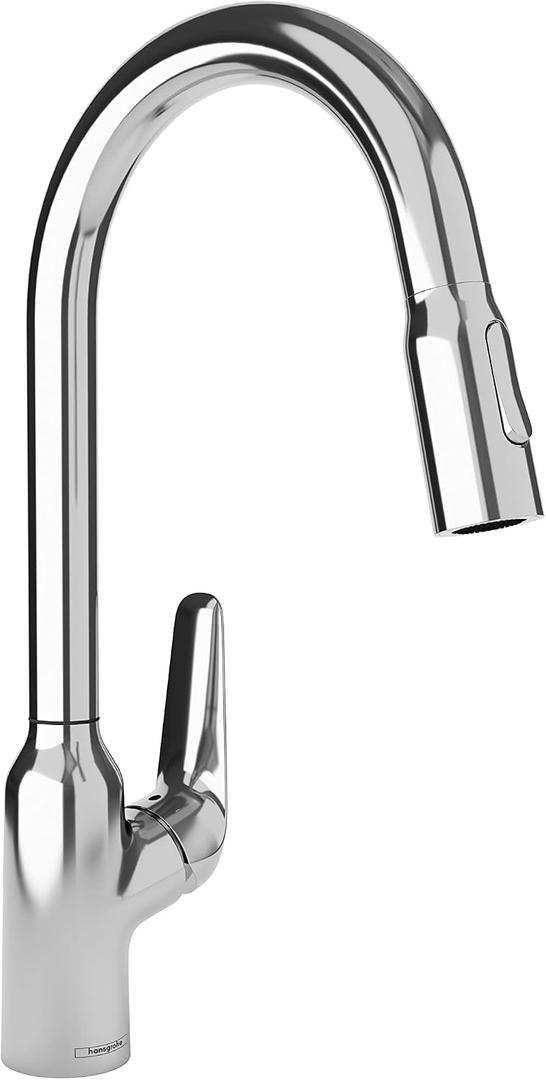 hansgrohe Focus N Chrome High Arc Kitchen Faucet, Kitchen Faucets with Pull Down Sprayer, Faucet for Kitchen Sink, Chrome 71800001
