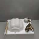 Milk Glass Ceiling Light Fixture - Antique Brass Semi Flush Mount Pendant Light for Kitchen, Hallway, and Bedroom (White, 9 inch)